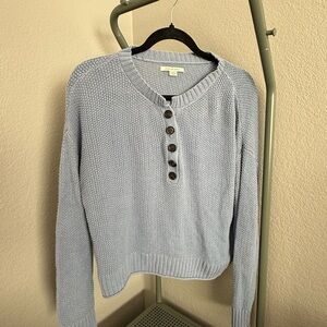 American Eagle Outfitters Light Blue Henley Sweater
